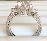 4CT Round Diamond Veneer Cubic Zirconia three Stone Sterling Silver Ring. 635R12833