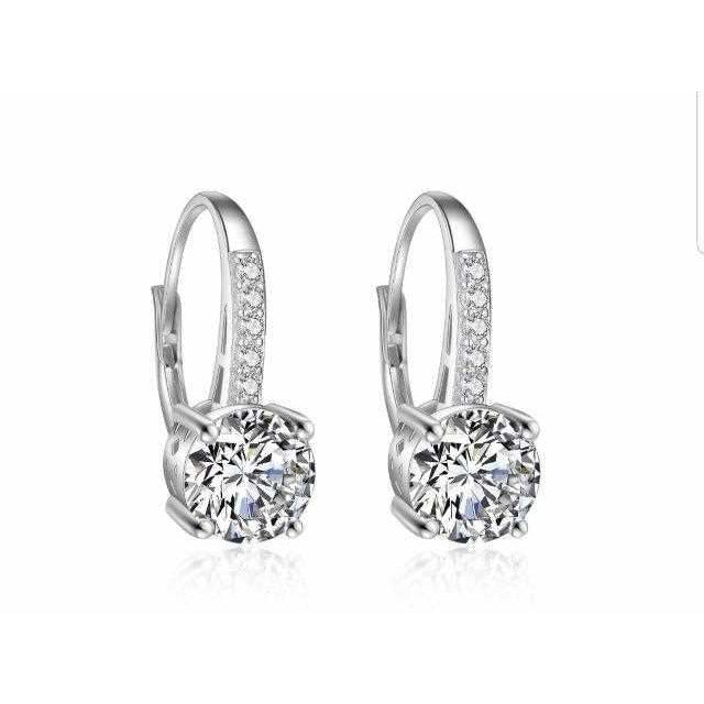 4 CT TW cubic zirconia lever back earrings in sterling silver, main view, 635E11330