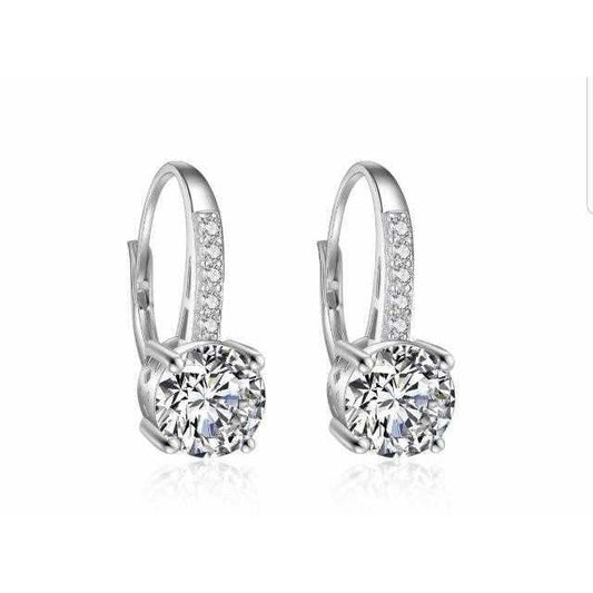 4 CT TW cubic zirconia lever back earrings in sterling silver, main view, 635E11330