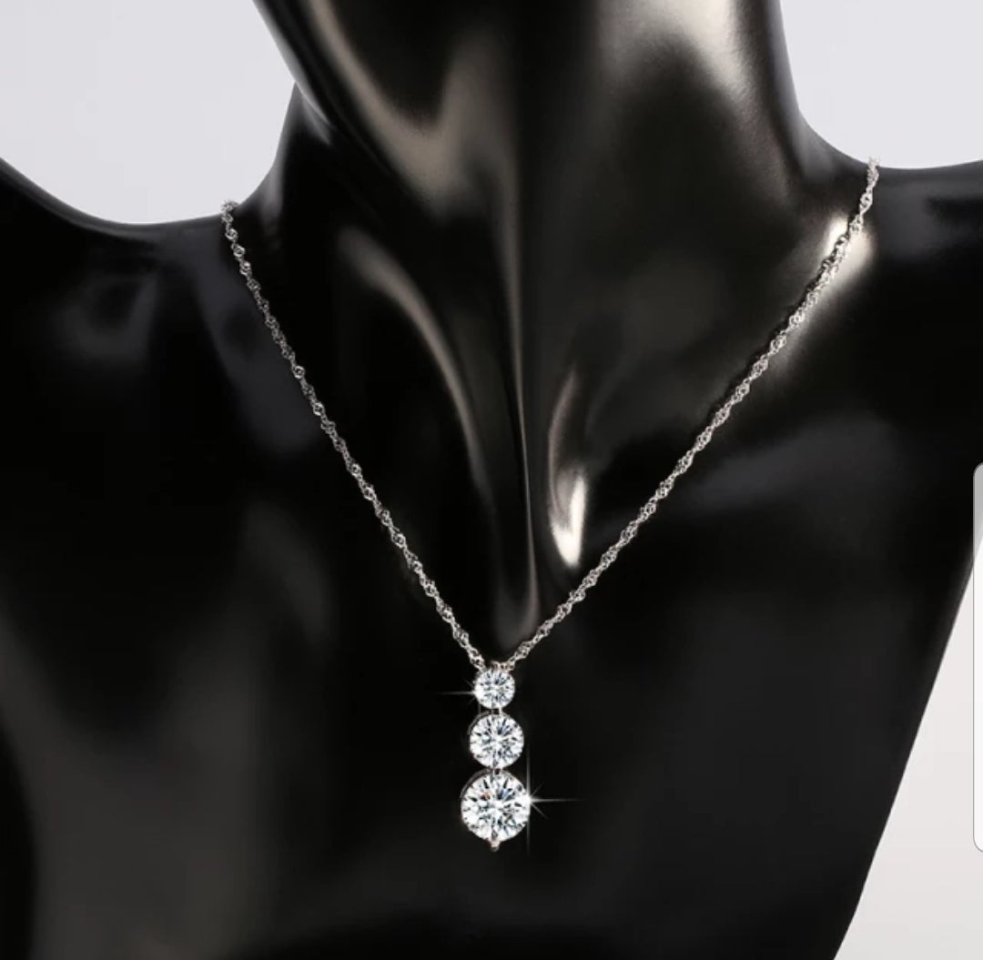4 CT TW cubic zirconia three-stone pendant, alternate view, 820P55