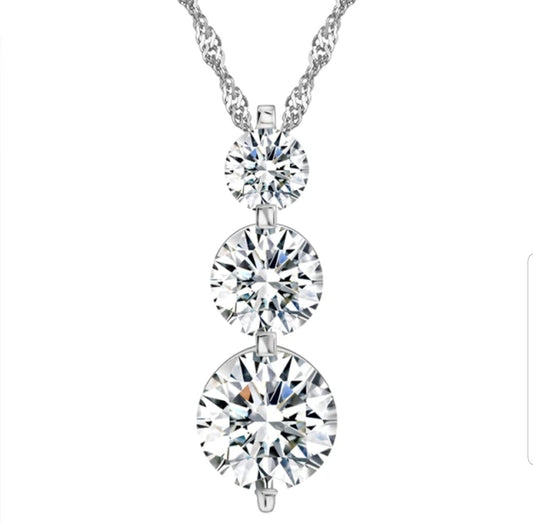 4 CT TW cubic zirconia three-stone pendant, main view, 820P55
