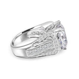 5CT Cushion Square Diamond Veneer Cubic Zirconia Solitaire Sterling Silver Ring. 635R71454