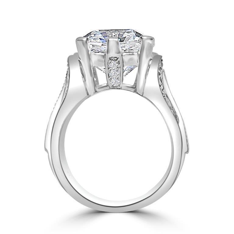 5CT Cushion Square Diamond Veneer Cubic Zirconia Solitaire Sterling Silver Ring. 635R71454