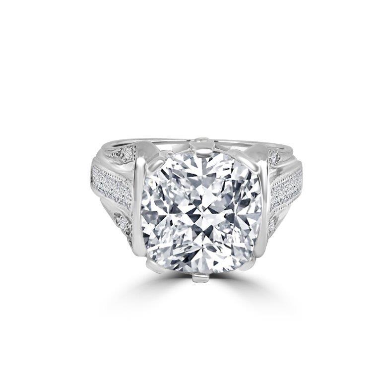 5CT Cushion Square Diamond Veneer Cubic Zirconia Solitaire Sterling Silver Ring. 635R71454
