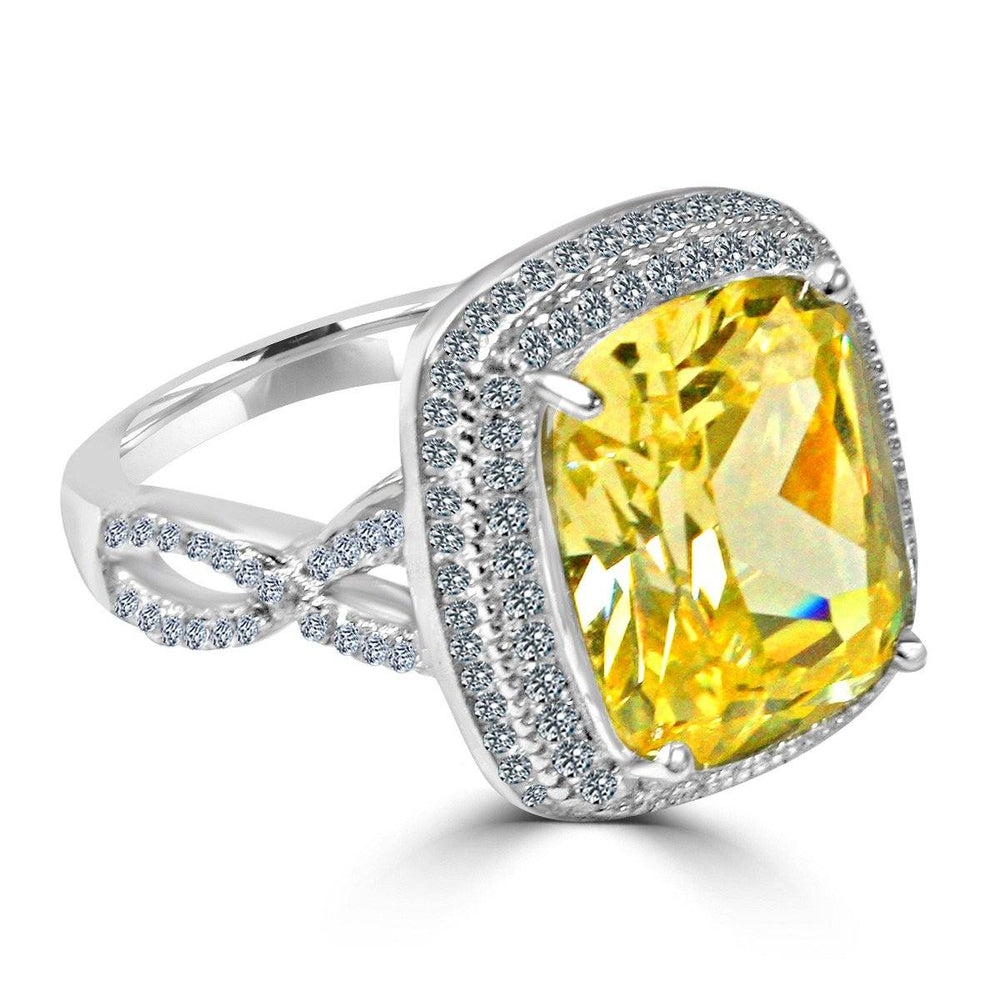 5CT Radiant Cushion w/Halo Diamond Veneer Cubic Zirconia Sterling Silver Ring. 635R0248