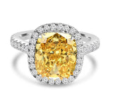 5CT Radiant Cushion Diamond Veneer Cubic Zirconia fancy Canary Ring. 800R066