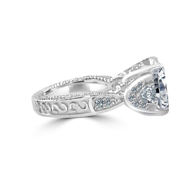 5 CT Asscher-cut cubic zirconia three-stone ring in sterling silver, alternate view, 635R71572