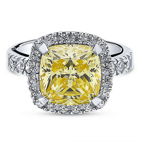 5 CT cushion-cut cubic zirconia classic halo ring in sterling silver, main view, 635R71244
