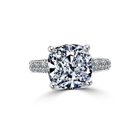 5 CT cushion-cut cubic zirconia ring in sterling silver, main view, 635R213