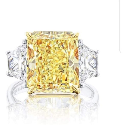 5 CT cushion-cut cubic zirconia three-stone engagement ring in sterling silver, main view, 801R9009