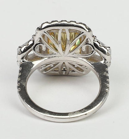 5 CT cushion-cut cubic zirconia vintage halo ring in sterling silver, alternate view, 800R202