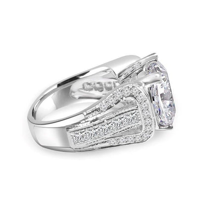 5 CT cushion-cut cubic zirconia vintage solitaire ring in sterling silver, alternate view, 635R71454