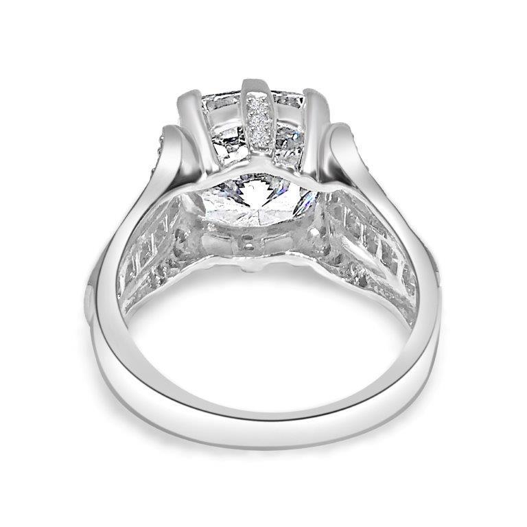 5 CT cushion-cut cubic zirconia vintage solitaire ring in sterling silver, alternate view, 635R71454