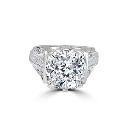 5 CT cushion-cut cubic zirconia vintage solitaire ring in sterling silver, main view, 635R71454