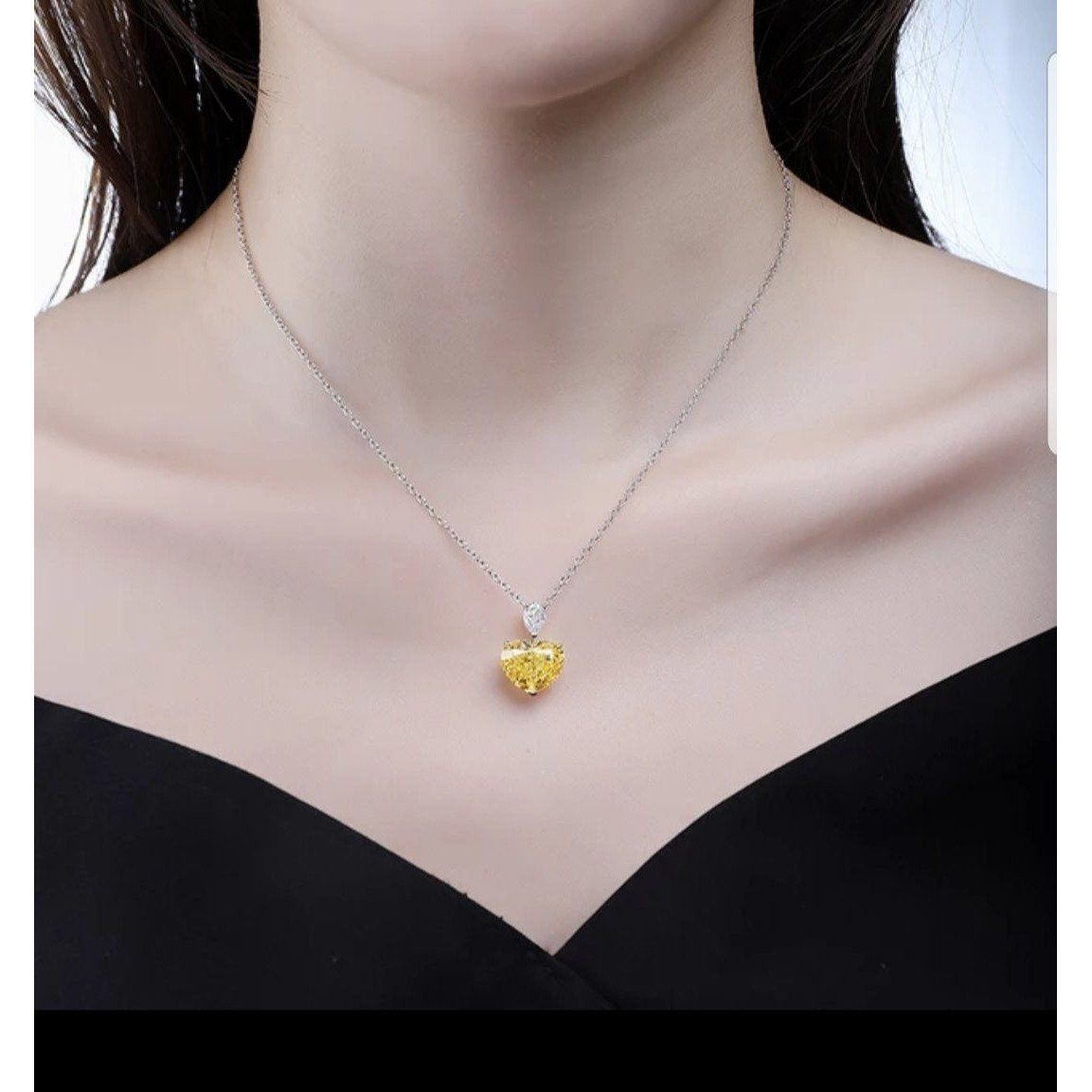 5 CT heart-cut cubic zirconia solitaire pendant in sterling silver, alternate view, 800P102