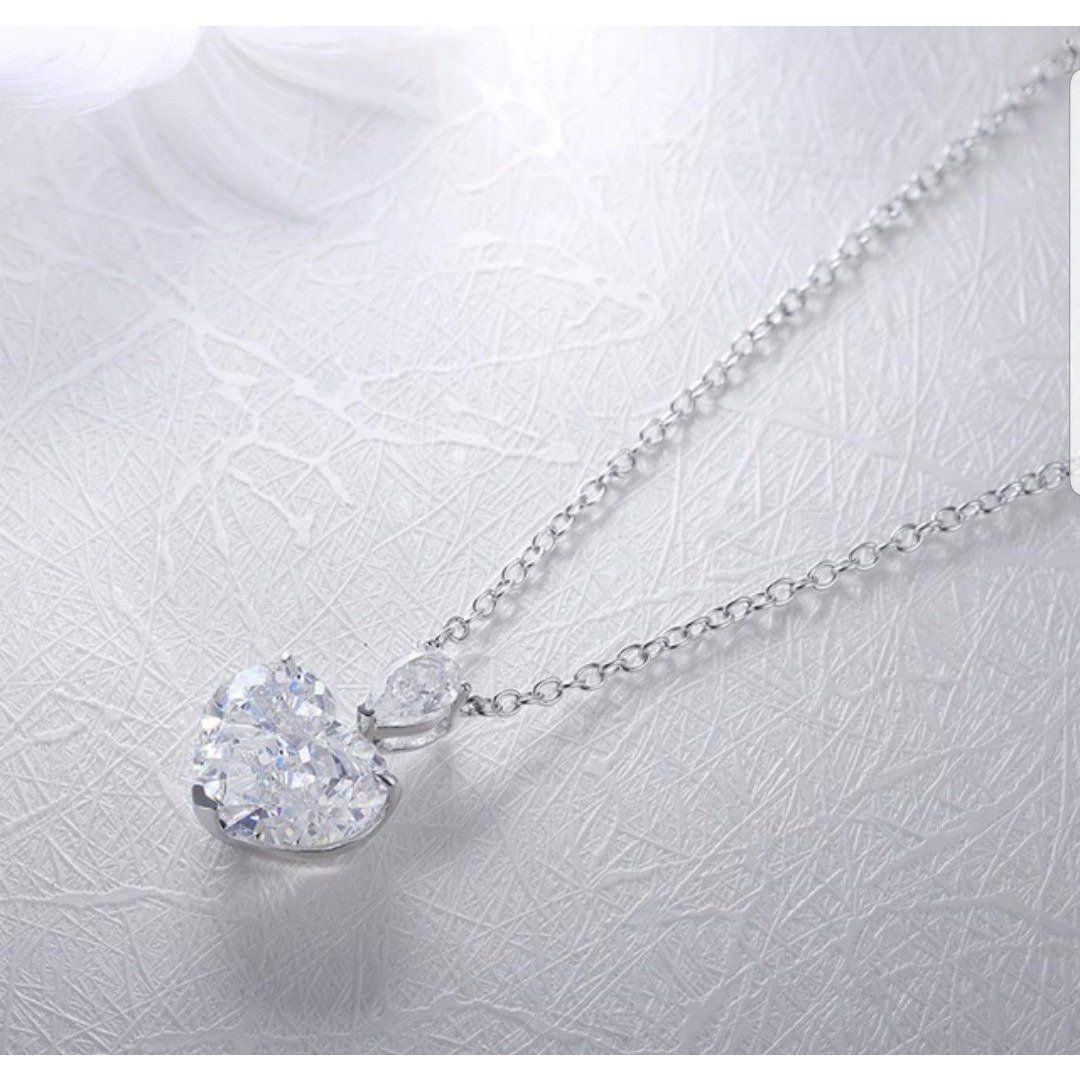 5 CT heart-cut cubic zirconia solitaire pendant in sterling silver, alternate view, 800P102