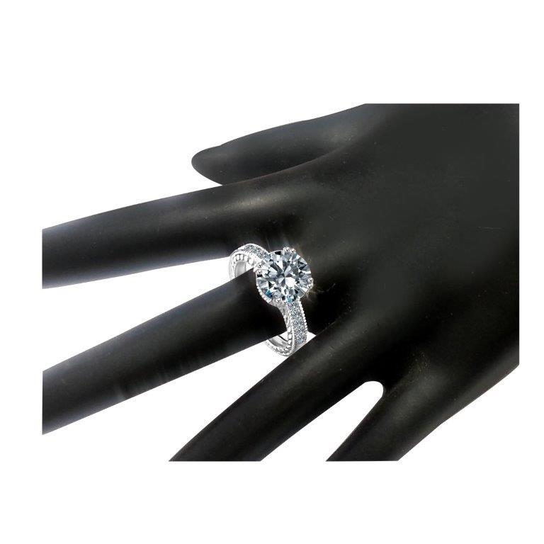 4CT Round Diamond Veneer Cubic zirconia Sterling silver Filigree Solitaire Ring. 635R12819