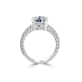 4CT Round Diamond Veneer Cubic zirconia Sterling silver Filigree Solitaire Ring. 635R12819