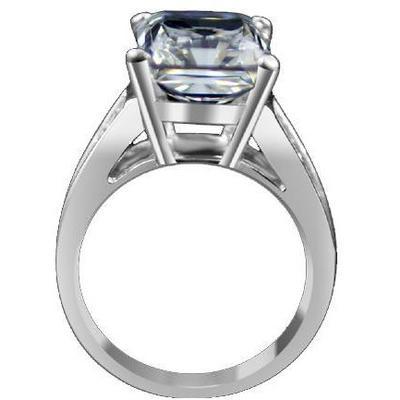 5 CT radiant-cut cubic zirconia engagement ring in sterling silver, alternate view, 635R7817