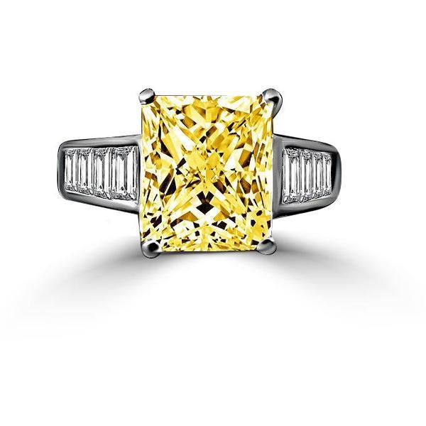 5 CT radiant-cut cubic zirconia engagement ring in sterling silver, canary yellow stone, 635R7817