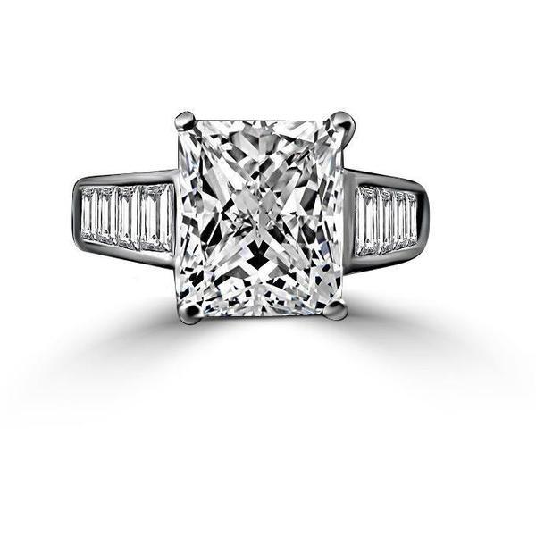 5 CT radiant-cut cubic zirconia engagement ring in sterling silver, main view, 635R7817
