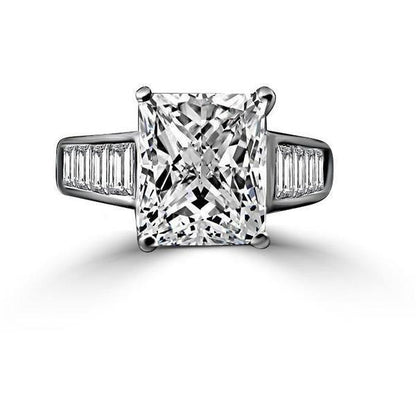 5 CT radiant-cut cubic zirconia engagement ring in sterling silver, main view, 635R7817