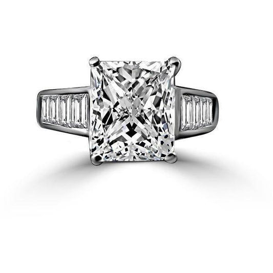 5 CT radiant-cut cubic zirconia engagement ring in sterling silver, main view, 635R7817