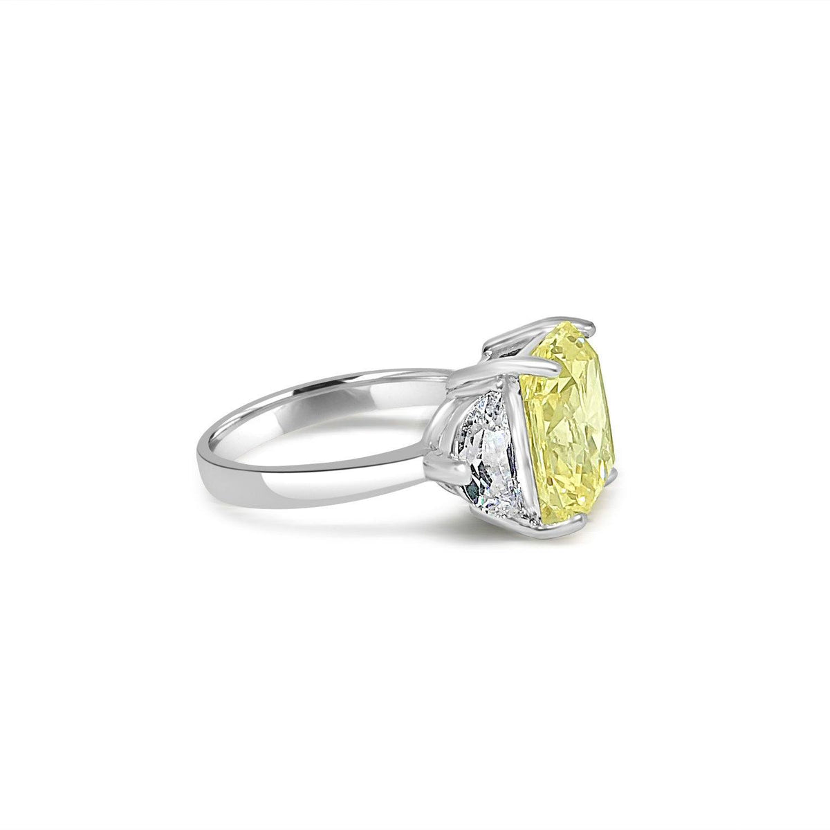 5 CT radiant-cut cubic zirconia three-stone ring with half-moon sides in sterling silver, alternate view, 635R71436