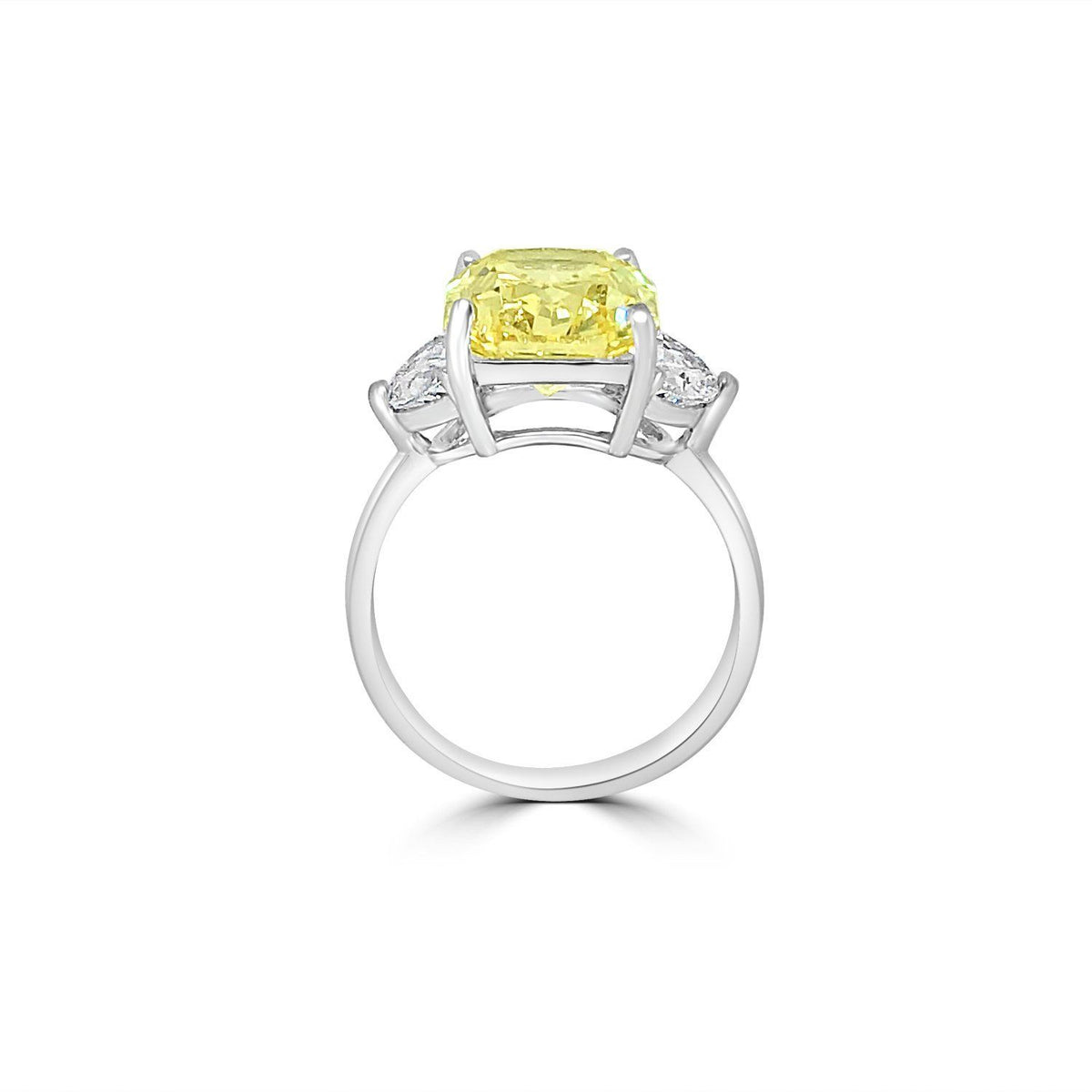 5 CT radiant-cut cubic zirconia three-stone ring with half-moon sides in sterling silver, alternate view, 635R71436