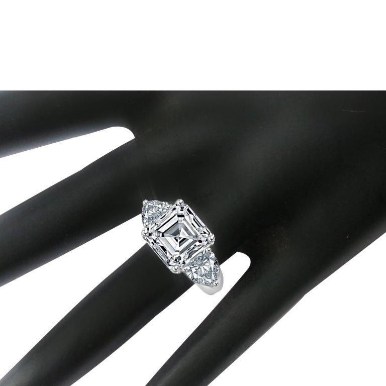 5CT Three stone Asscher Diamond Veneer Cubic zirconia Sterling silver Ring. 635R71572