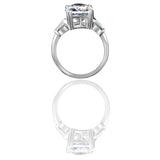 5CT.(12x10mm) intensely Radiant Cushion Diamond Veneer Cubic Zirconia Ring Detailed with Tapered Baguette Sides. 635R71575