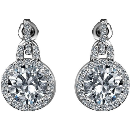 6 CTW Round Diamond Veneer Cubic Zirconia Sterling Silver Earrings. 635E10732 | Yaacov Hassidim