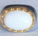 Fine resin Crafted w/Crown framed Oval  Cabochon new Ring. 501R9w184