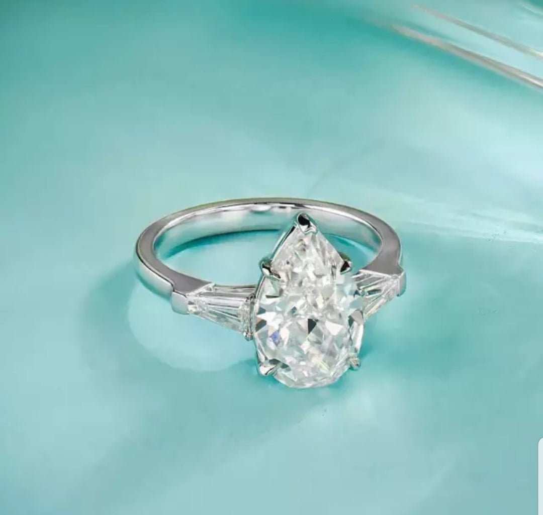 6 CT pear-cut cubic zirconia engagement ring in sterling silver, alternate view, 800R528