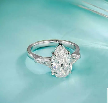 6 CT pear-cut cubic zirconia engagement ring in sterling silver, alternate view, 800R528