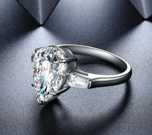 6 CT pear-cut cubic zirconia engagement ring in sterling silver, alternate view, 800R528