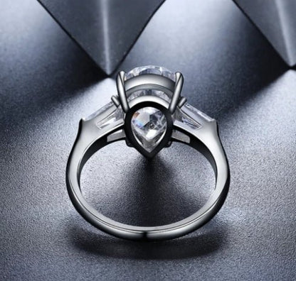 6 CT pear-cut cubic zirconia engagement ring in sterling silver, alternate view, 800R528