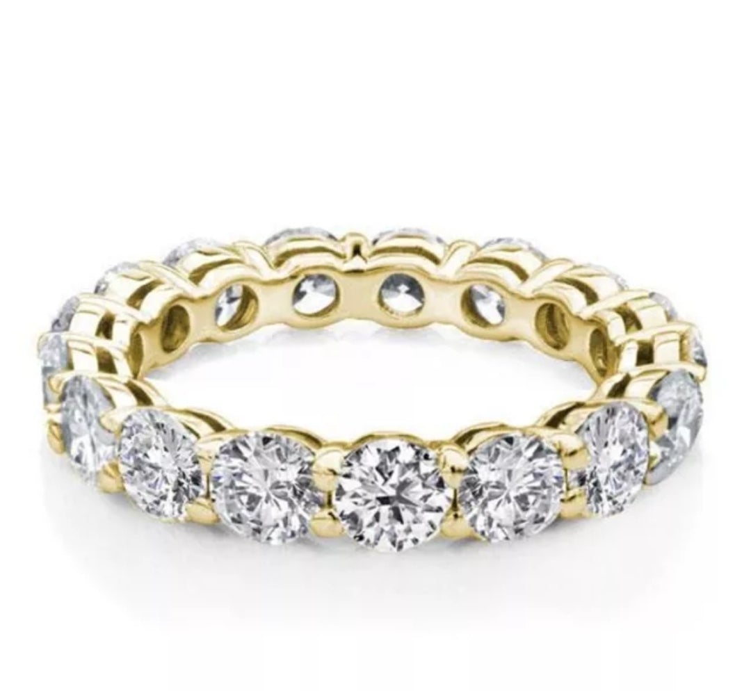 6 CT TW round cubic zirconia eternity band ring in 14K gold, yellow gold, 635R38K