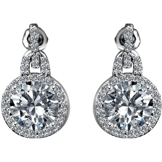 6 CT TW round cubic zirconia stud earrings in sterling silver, main view, 635E10732
