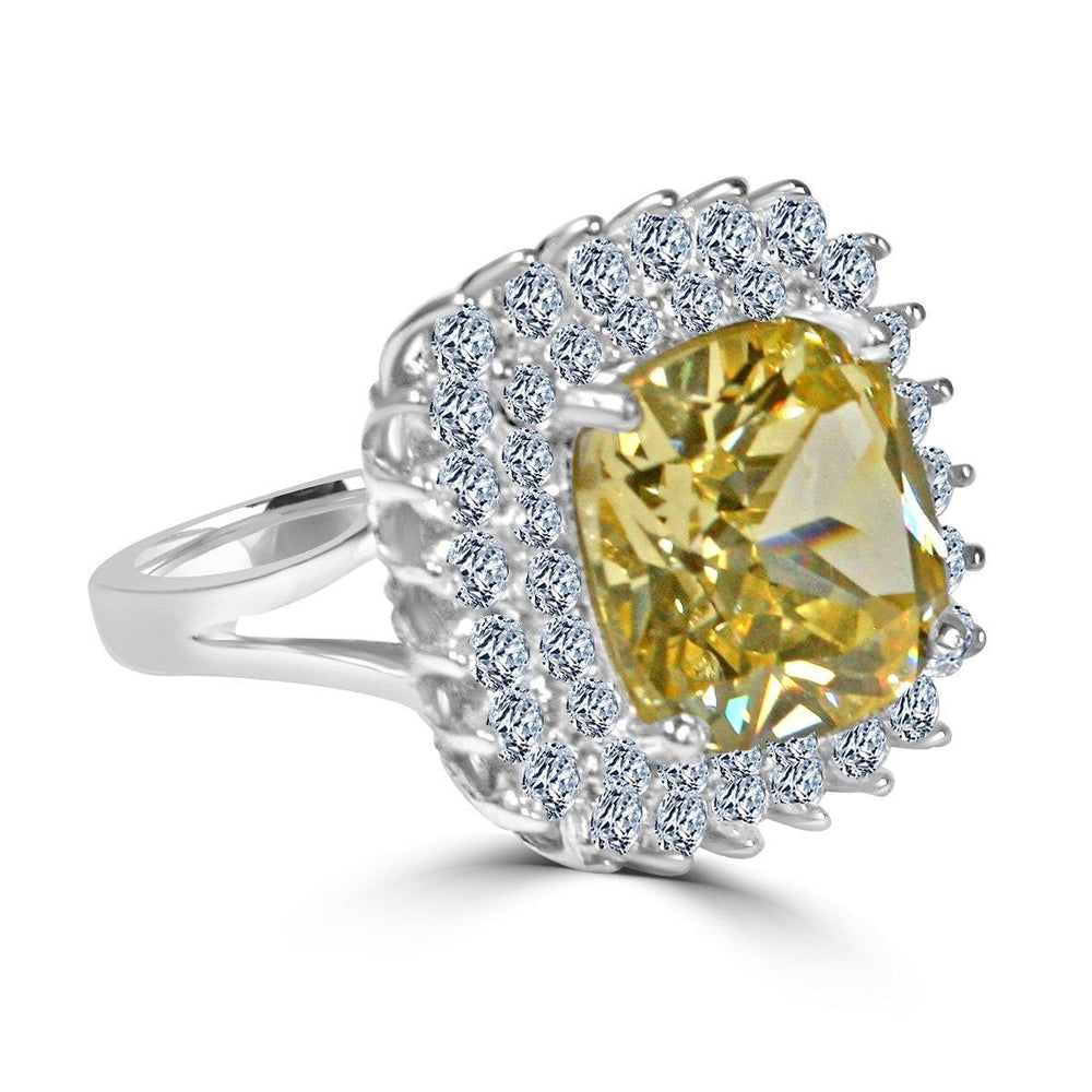 7CT Square Cushion Diamond Veneer Cubic Zirconia Sterling Silver Ring. 635R0250