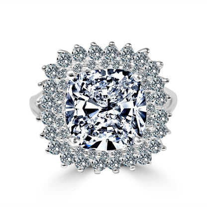 7 CT cushion-cut cubic zirconia double halo ring in sterling silver, main view, 635R0250