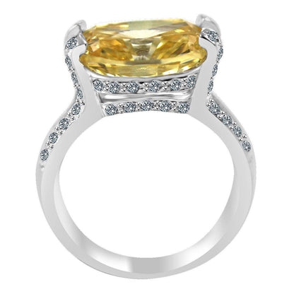 8 CT.(14x10mm) Intensely Radiant Cushion Diamond Veneer Cubic Zirconia Set in Sterling Silver Modern Style Ring. 635R71487