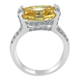 8 CT.(14x10mm) Intensely Radiant Cushion Diamond Veneer Cubic Zirconia Set in Sterling Silver Modern Style Ring. 635R71487