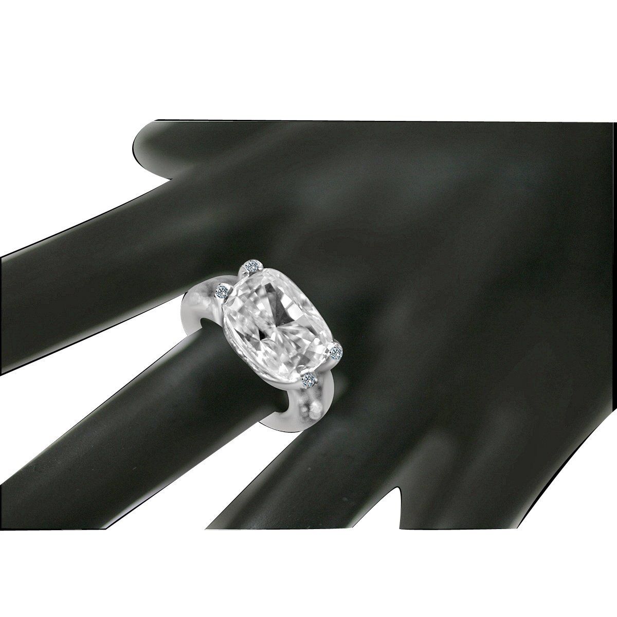 8 CT.(14x10mm) Intensely Radiant Cushion Diamond Veneer Cubic Zirconia Set in Sterling Silver Modern Style Ring. 635R71487