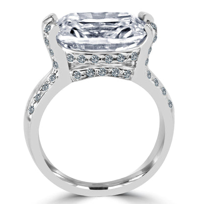 8 CT cushion-cut cubic zirconia modern ring in sterling silver, alternate view, 635R71487