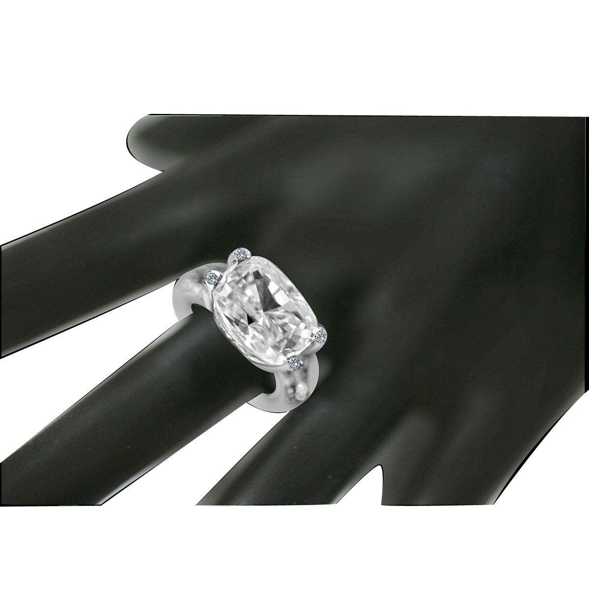8 CT cushion-cut cubic zirconia modern ring in sterling silver, alternate view, 635R71487