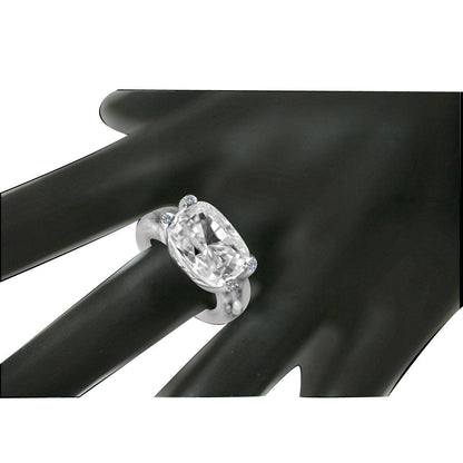 8 CT cushion-cut cubic zirconia modern ring in sterling silver, alternate view, 635R71487