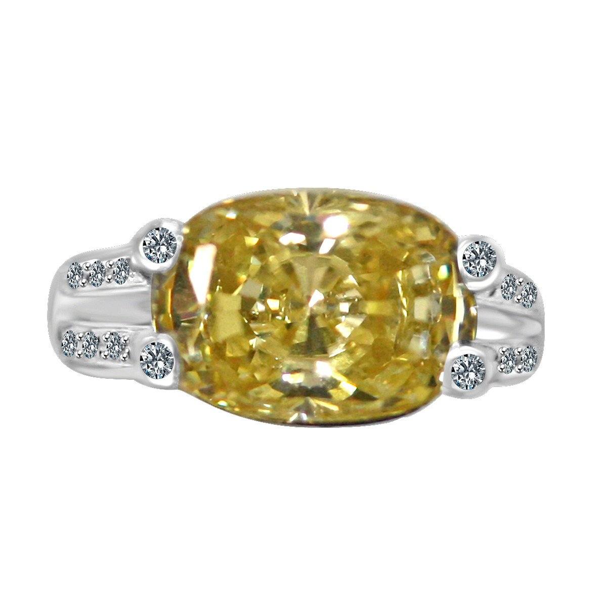 8 CT cushion-cut cubic zirconia modern ring in sterling silver, alternate view, 635R71487