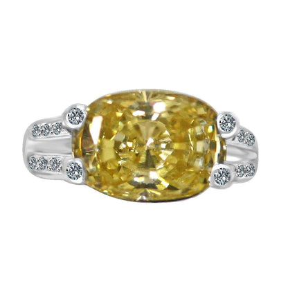 8 CT cushion-cut cubic zirconia modern ring in sterling silver, alternate view, 635R71487