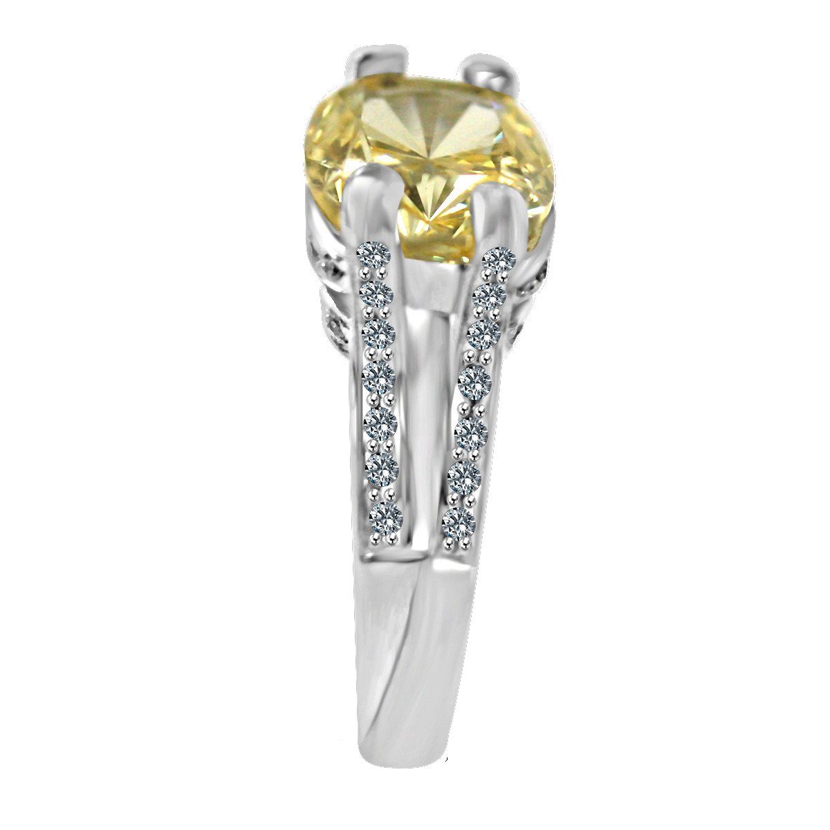 8 CT cushion-cut cubic zirconia modern ring in sterling silver, alternate view, 635R71487